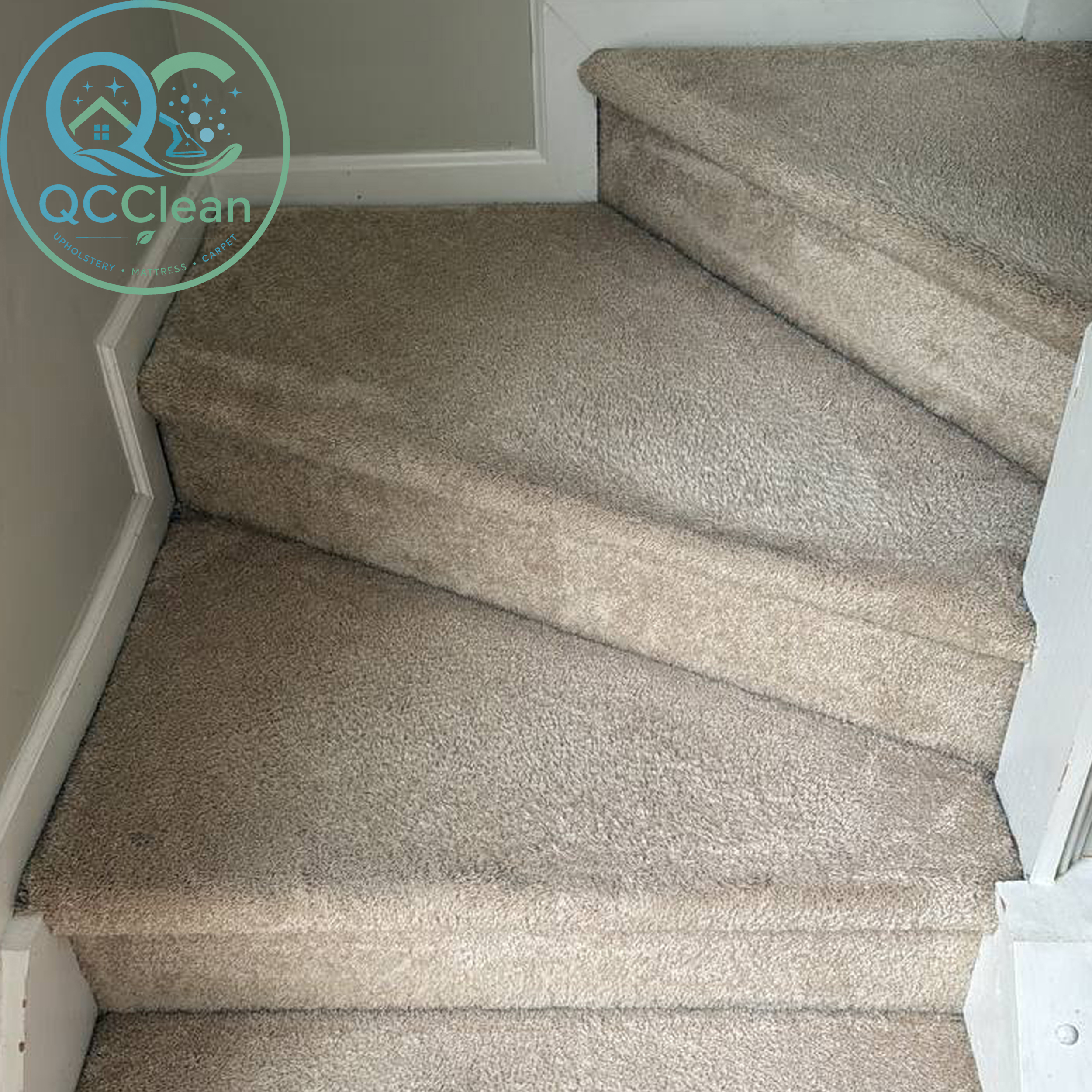 Carpet stair after cleaning in Charlotte