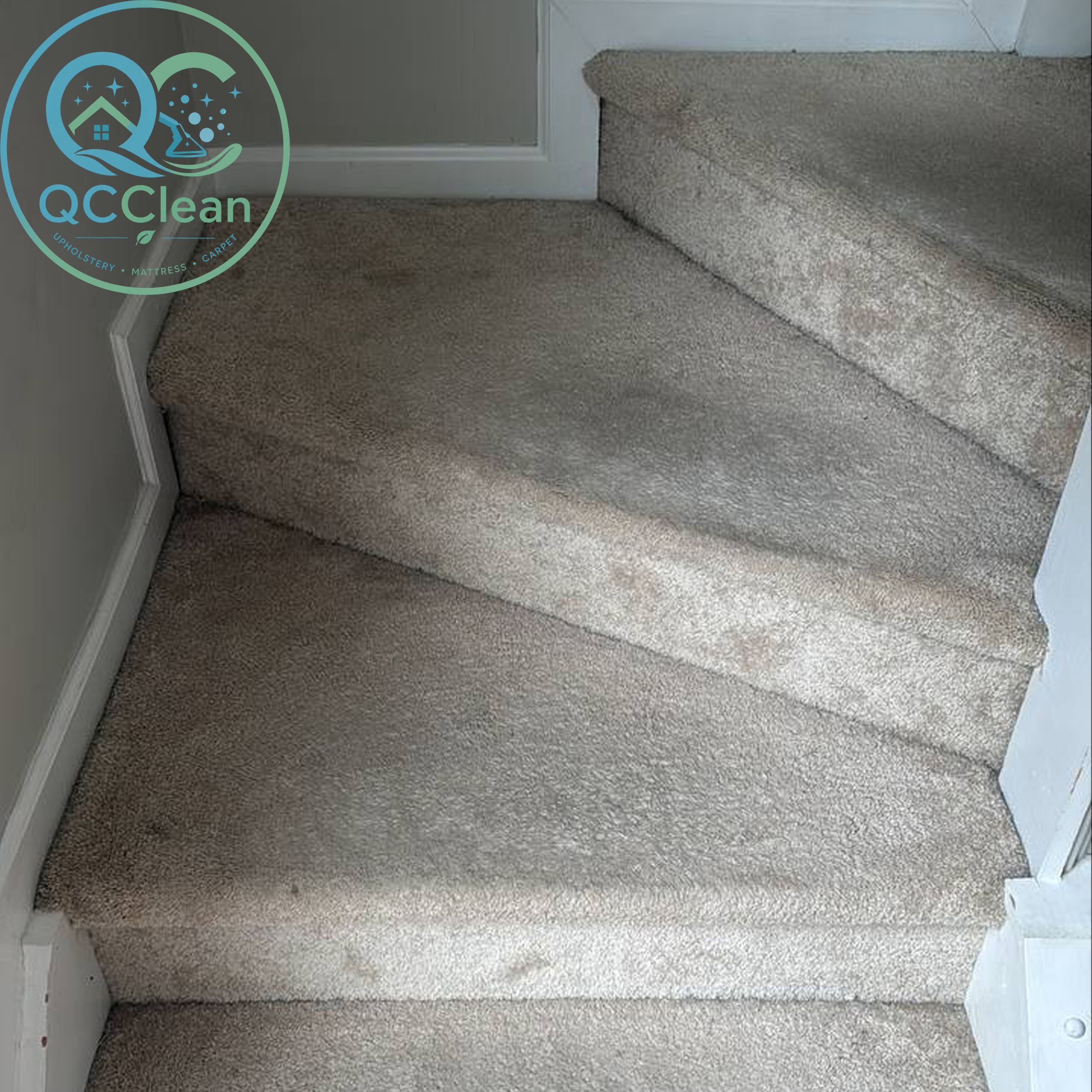 Carpet stair before cleaning in Charlotte